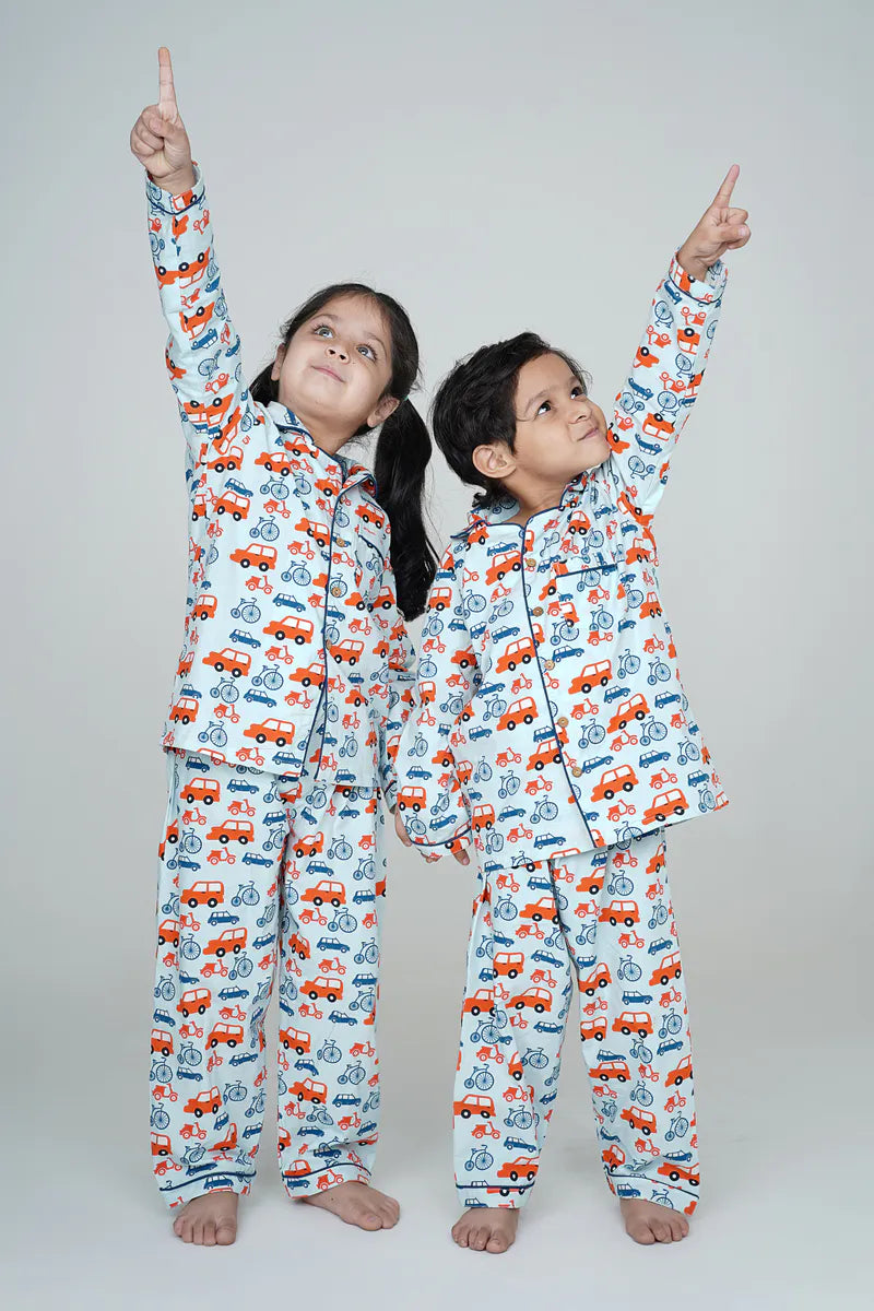 Wheels World Collar Pajama Set