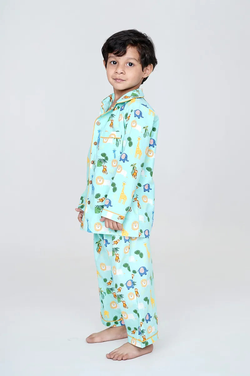Jungle Jammies Collar Pajama Set