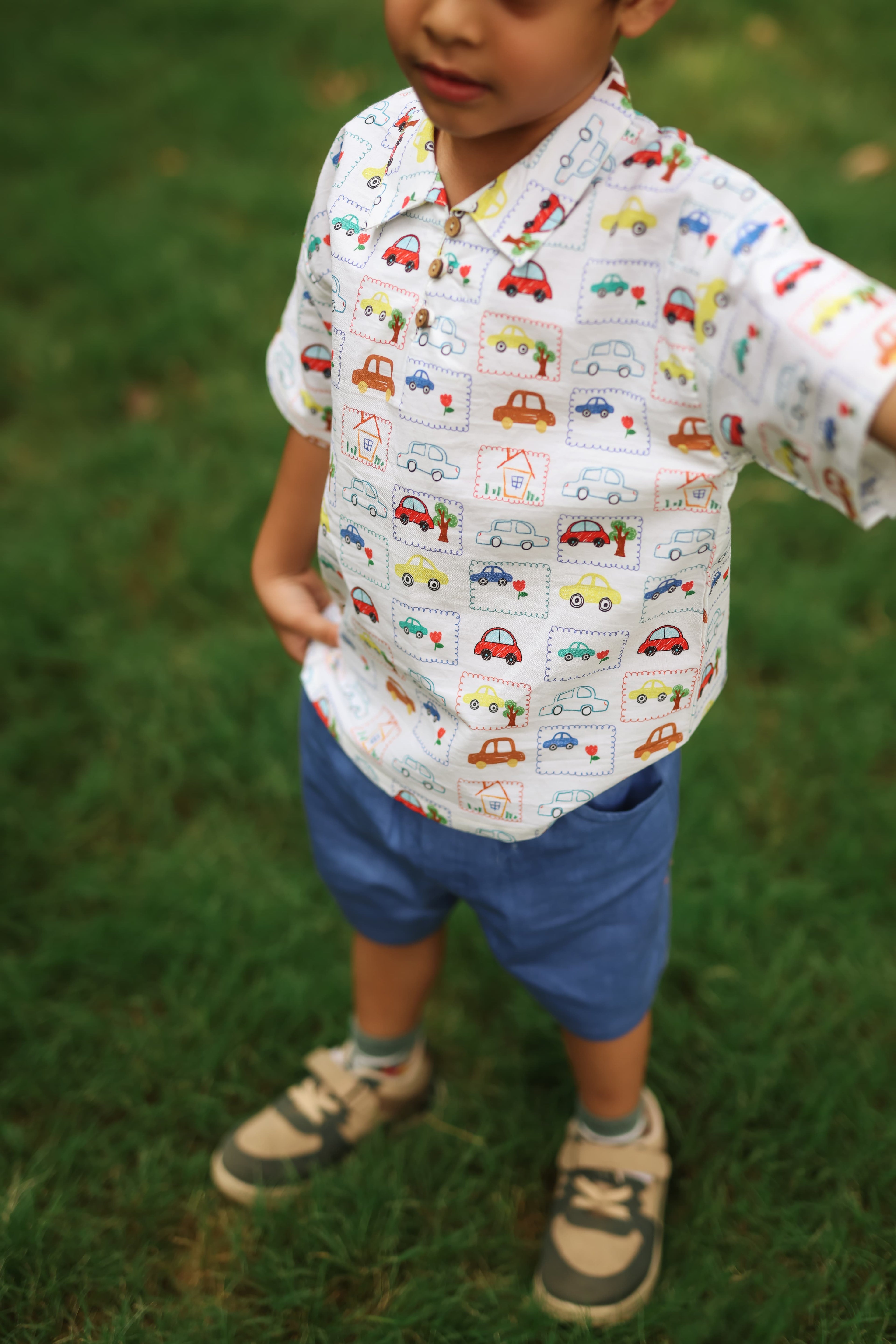 Gaadi Grid Boys Coord Set
