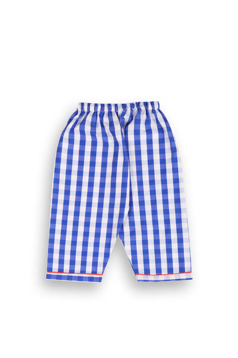 Blue Gingham Collar Pajama Set