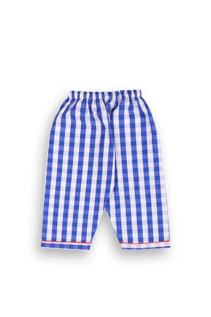 Blue Gingham Collar Pajama Set