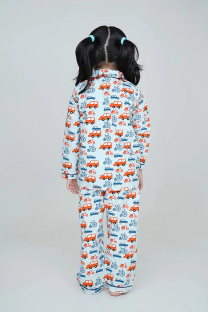 Wheels World Collar Pajama Set