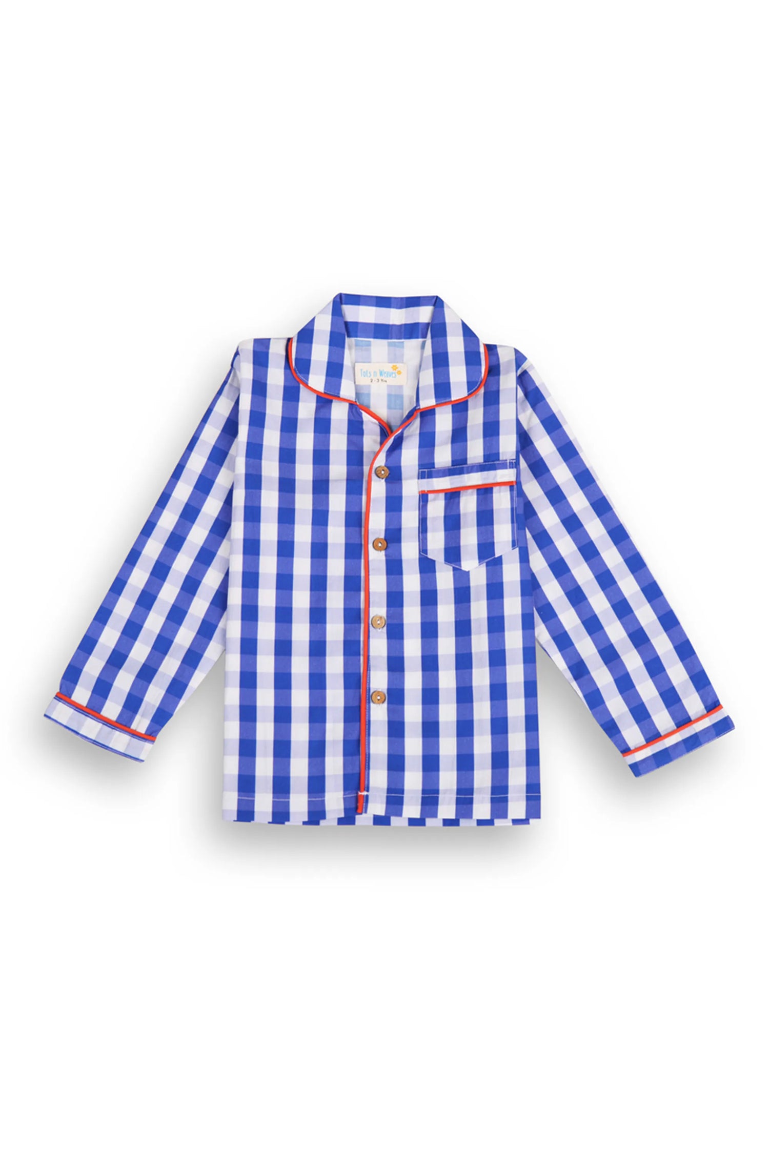 Blue Gingham Collar Pajama Set